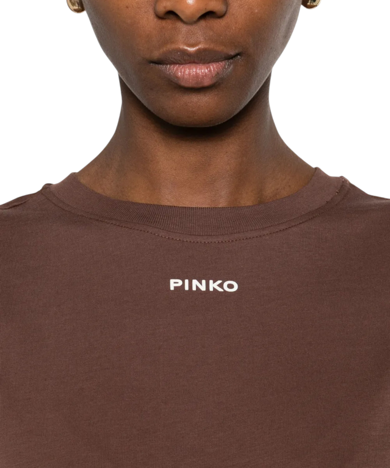 T-Shirt PINKO Basico in Cotone con Logo Vernice