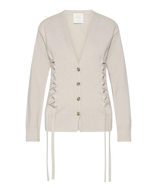 Cardigan Donna in Lana Cardata con Dettagli Corsetto