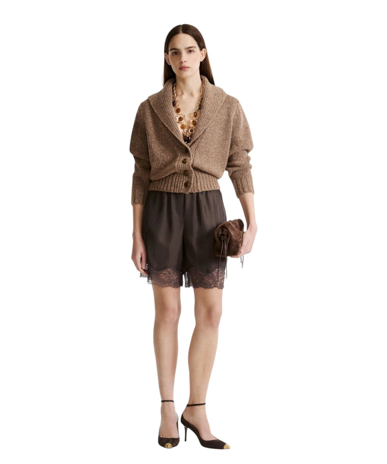 Cardigan Marella Geode in Misto Lana con Scollo a Scialle