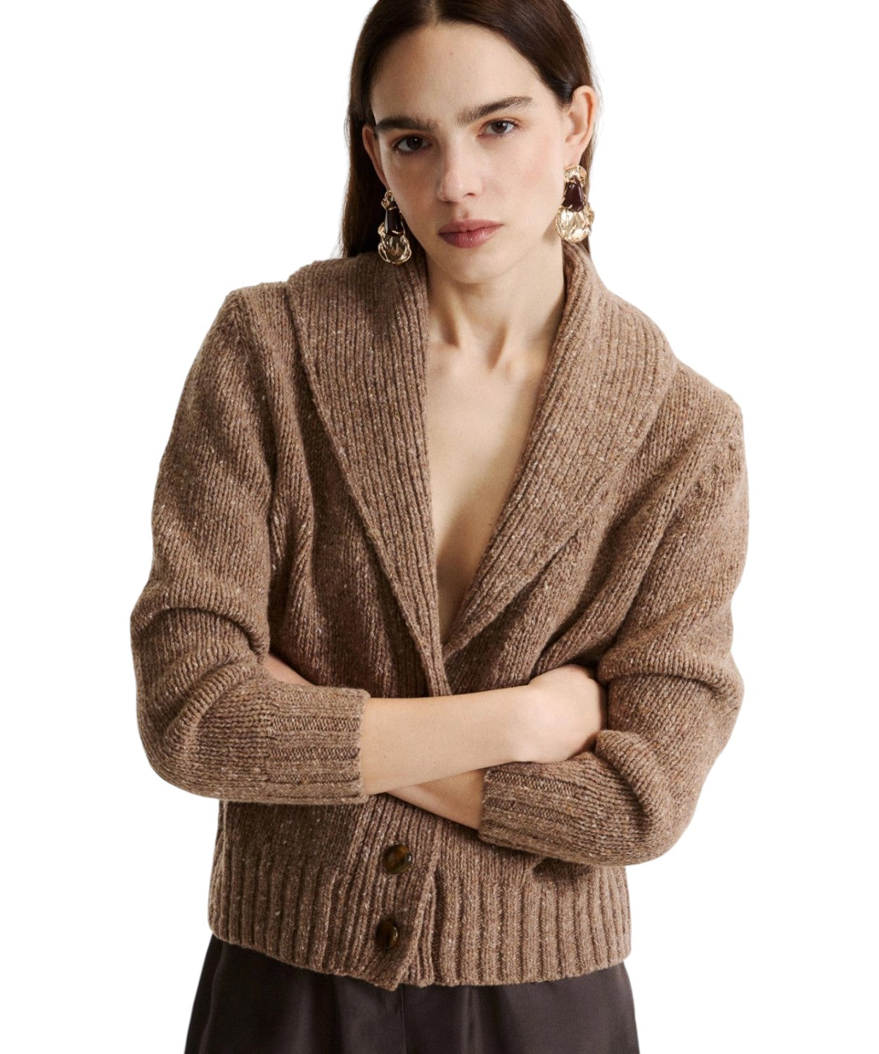 Cardigan Marella Geode in Misto Lana con Scollo a Scialle