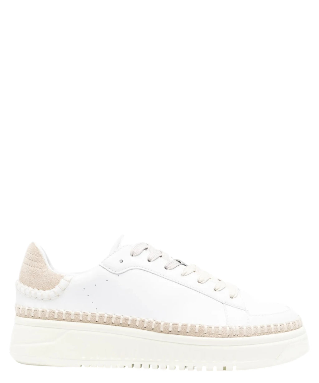 Sneakers à plateforme pour femme Emporio Armani en cuir blanc avec semelle haute