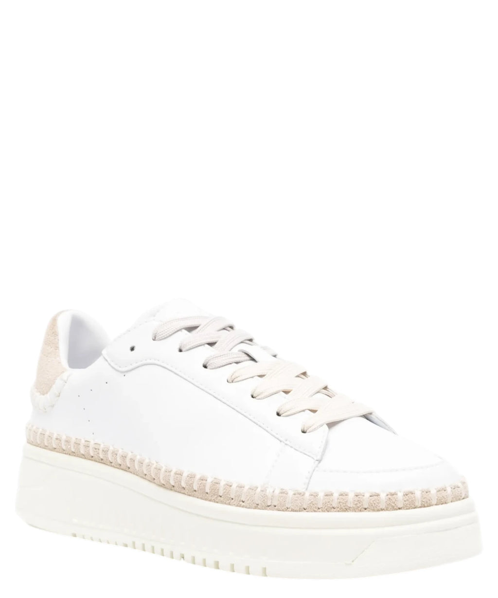 Sneakers à plateforme pour femme Emporio Armani en cuir blanc avec semelle haute