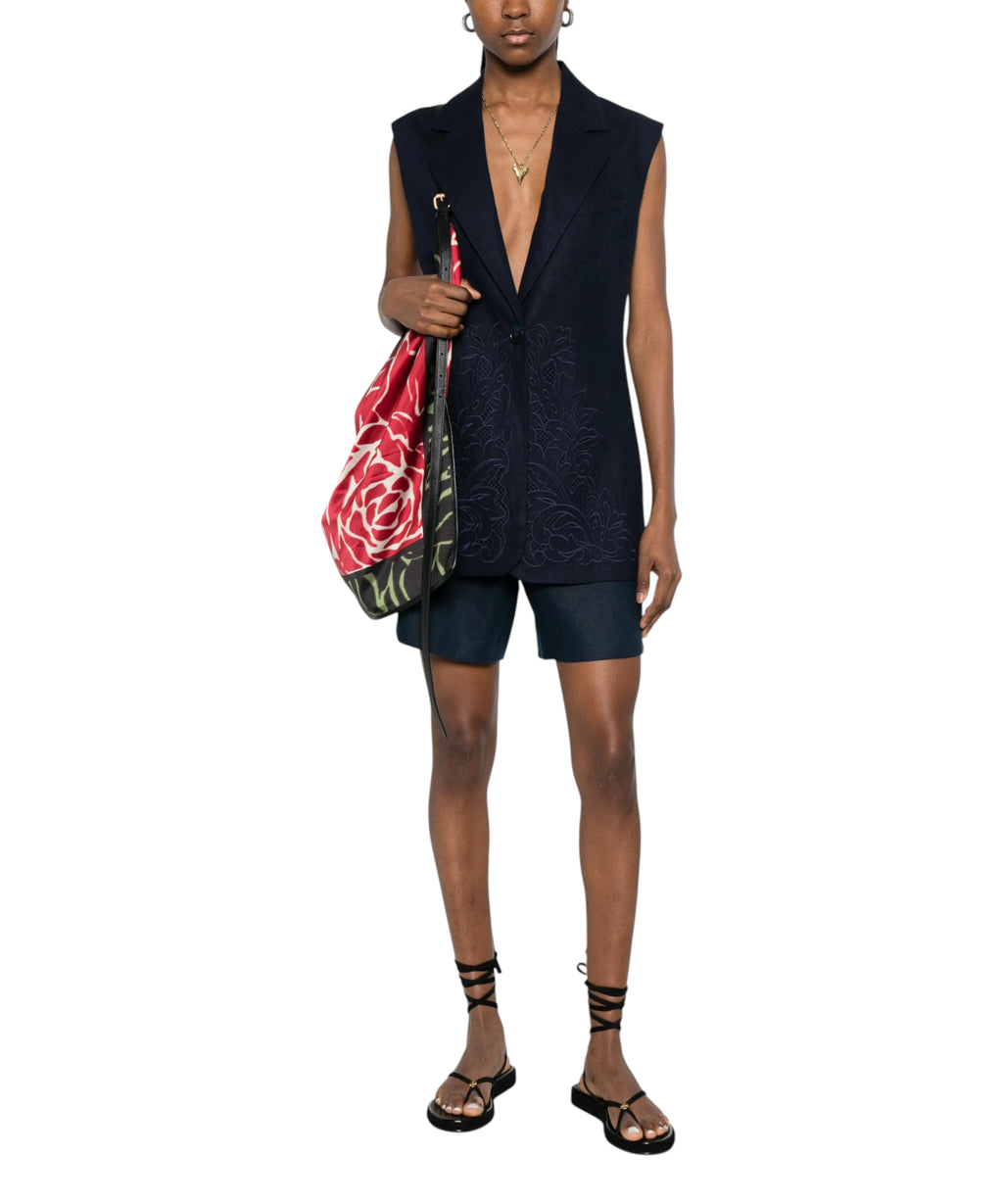 Gilet Twinset Floreale léger en lin et viscose