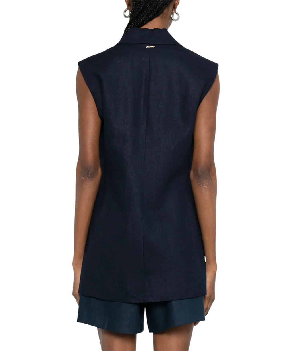 Gilet Twinset Floreale léger en lin et viscose