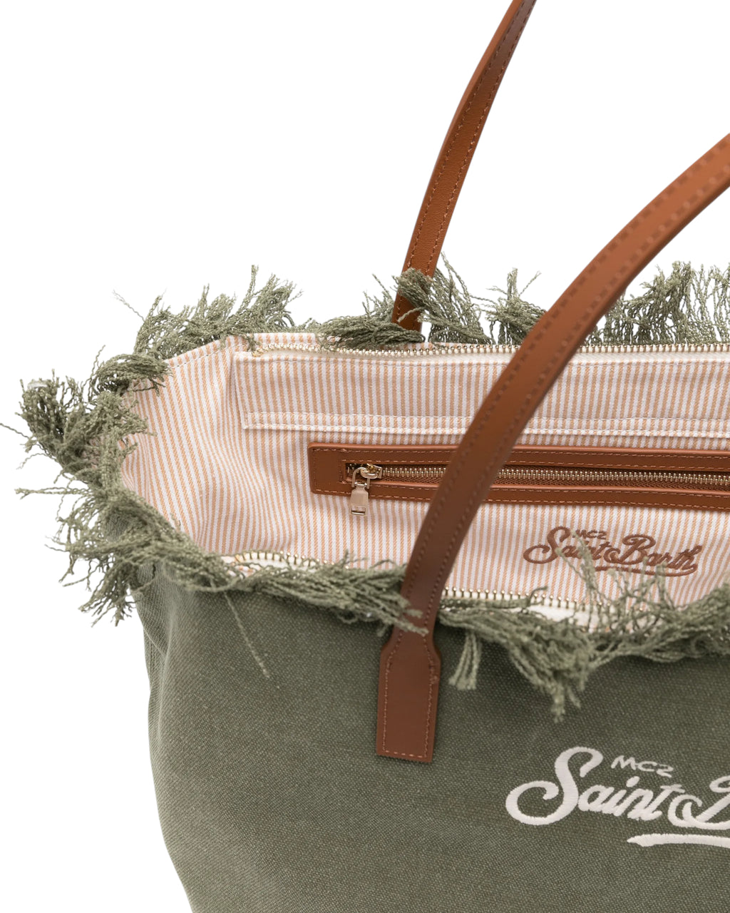 Sac City Regular Femme en toile verte avec franges
