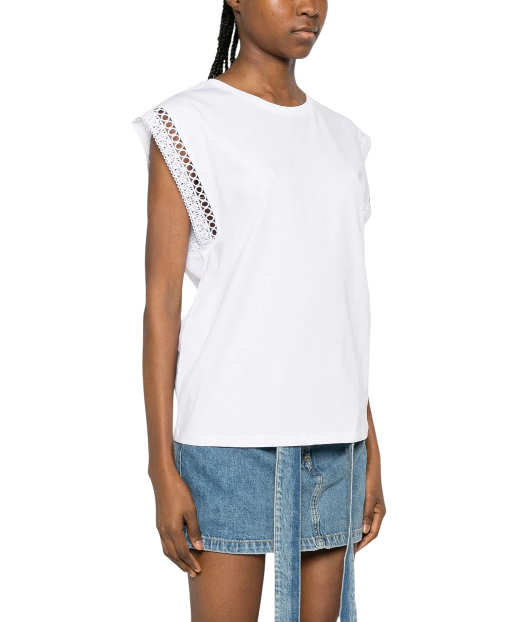 T-shirt femme Twinset avec inserts en dentelle