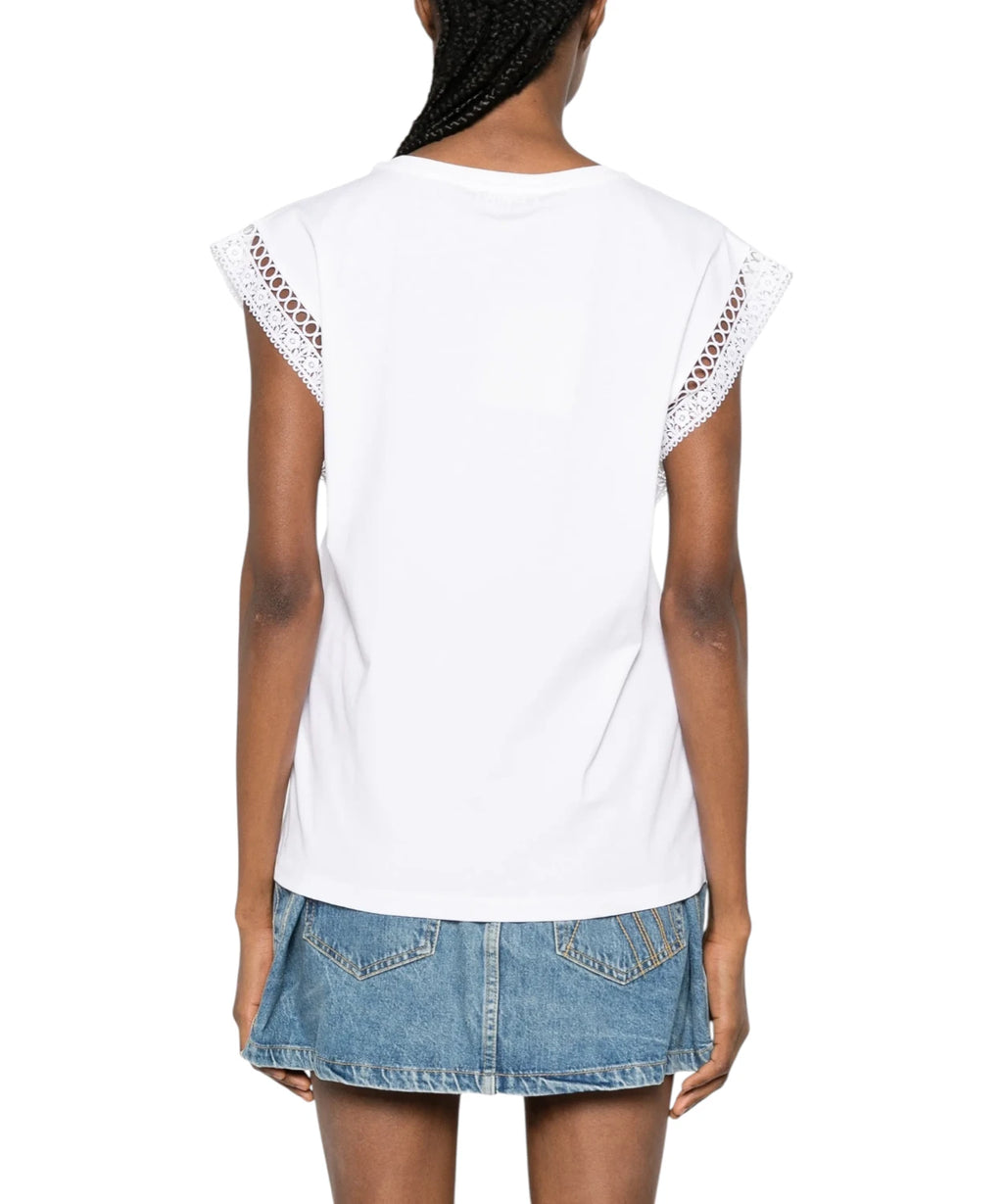 T-shirt femme Twinset avec inserts en dentelle