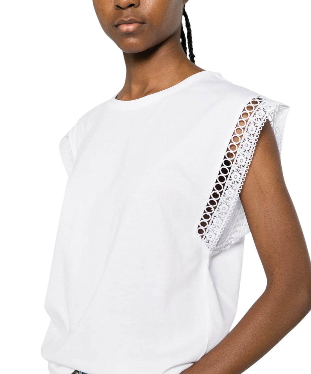 T-shirt femme Twinset avec inserts en dentelle