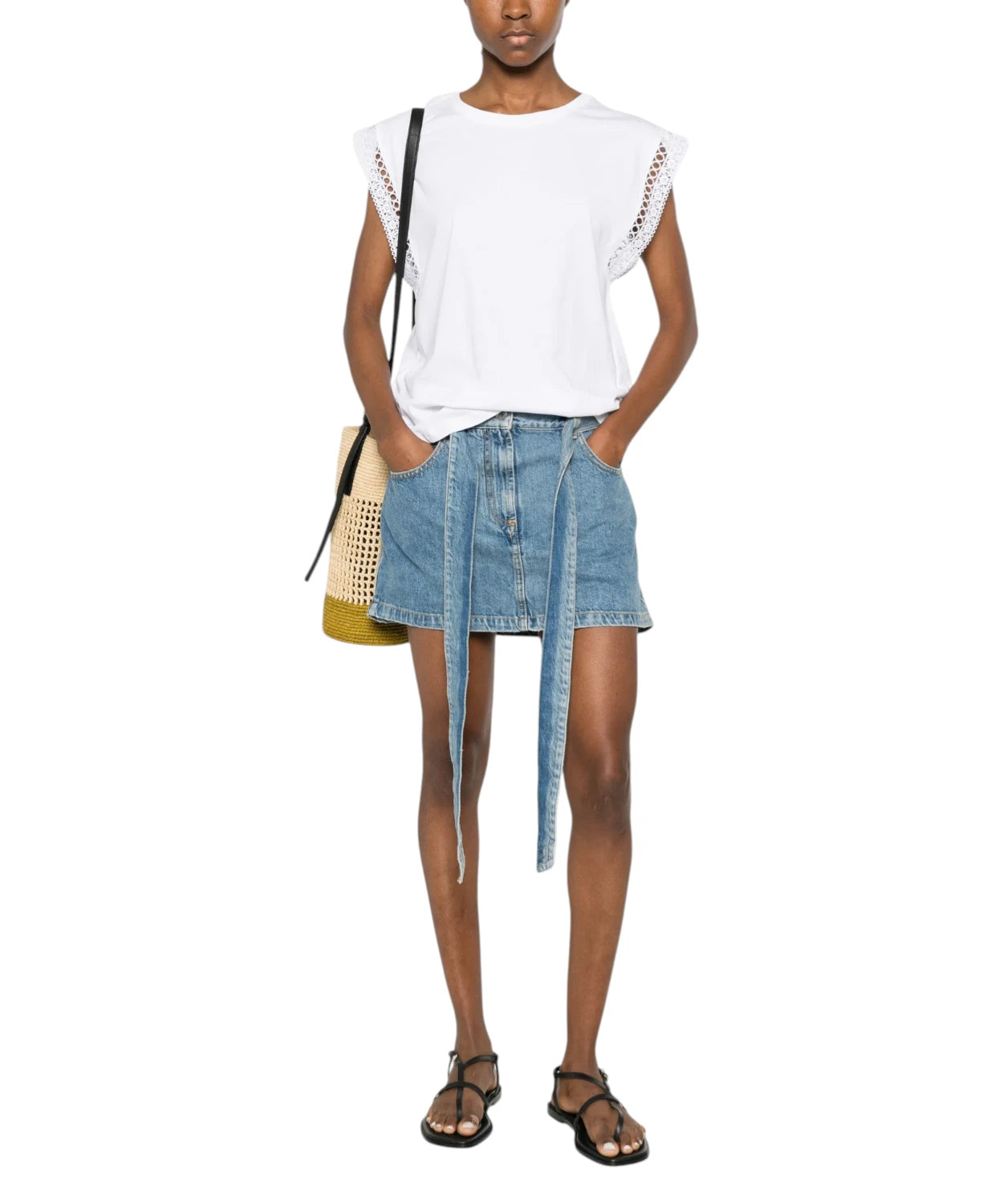 T-shirt donna Twinset con inserti in pizzo