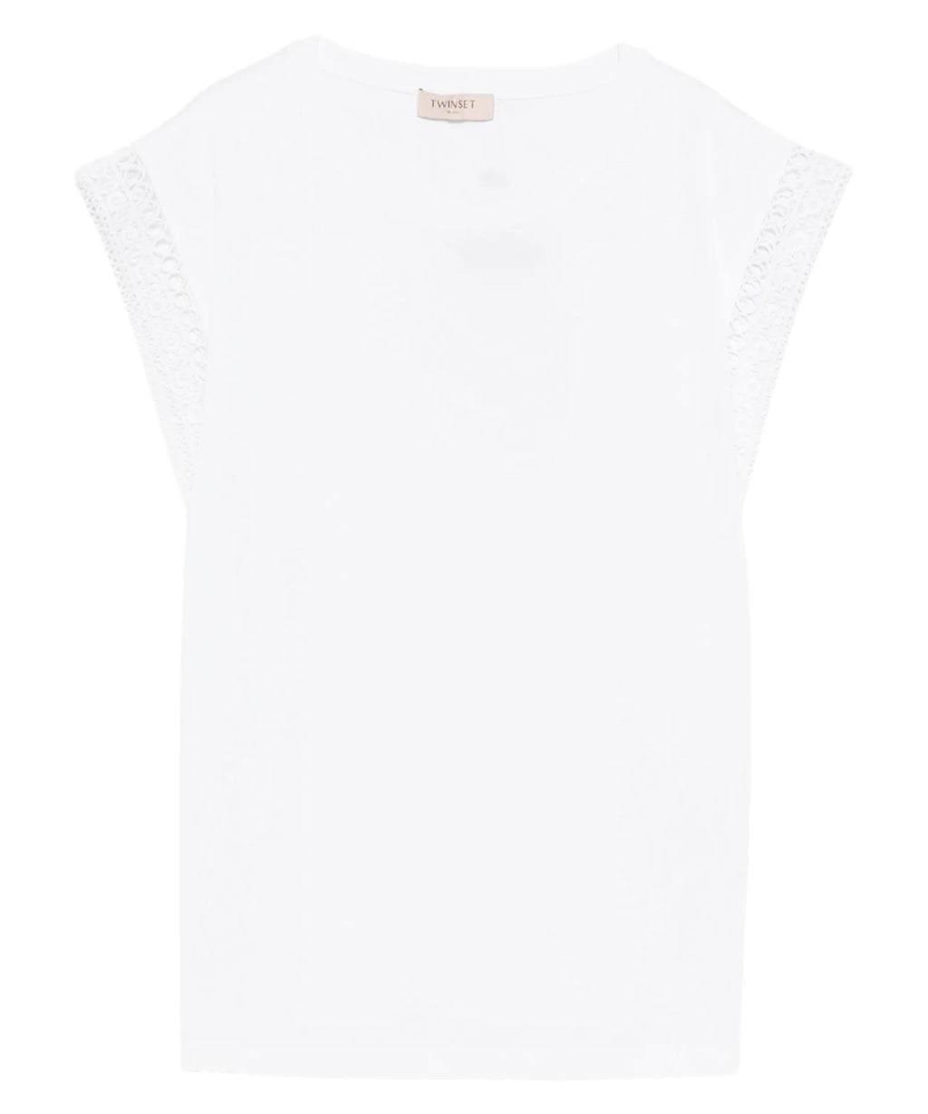 T-shirt femme Twinset avec inserts en dentelle