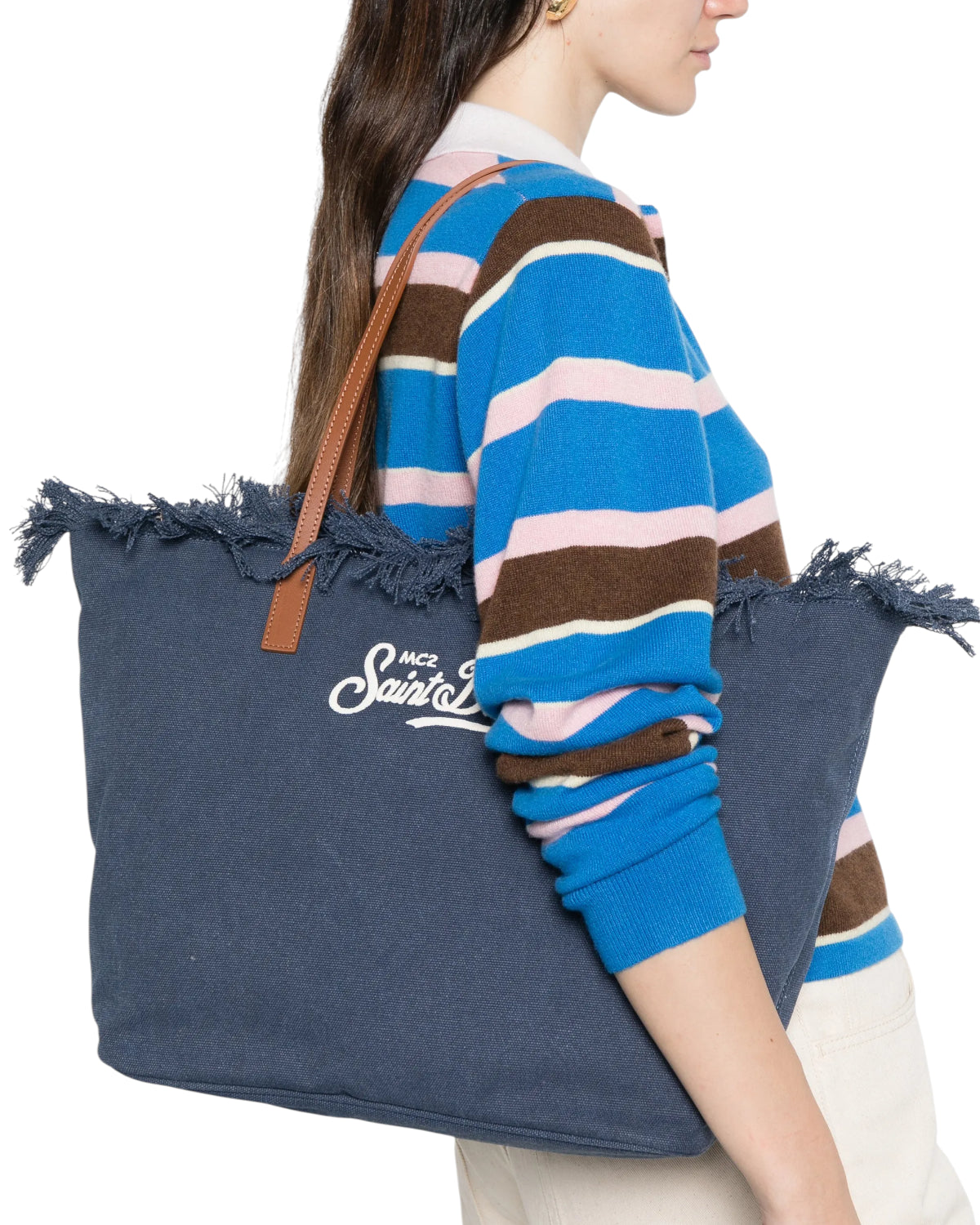 City Shopper Donna in Canvas con Frange