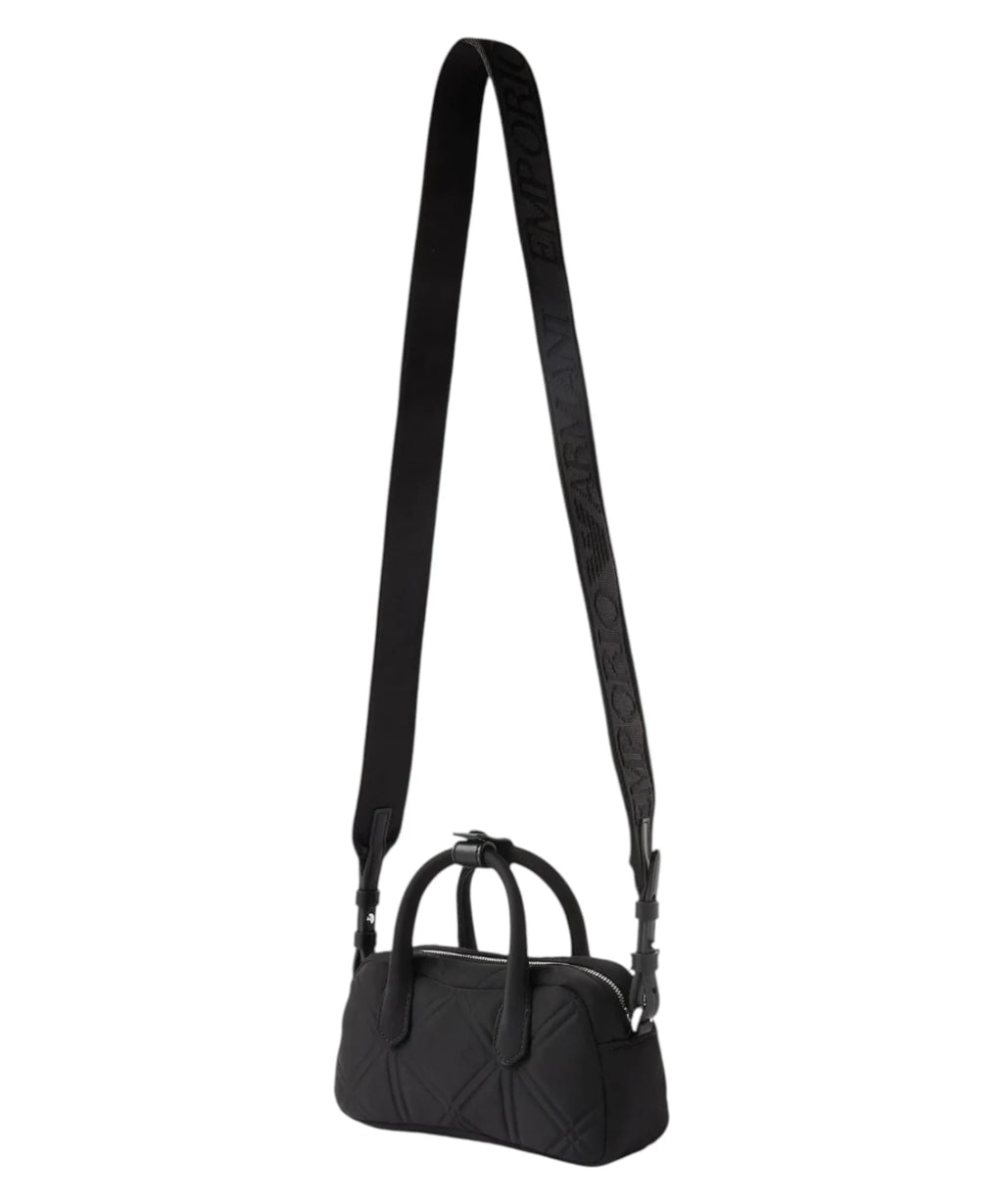 Mini sac bauletto pour femme en nylon matelassé avec bandoulière en cuir