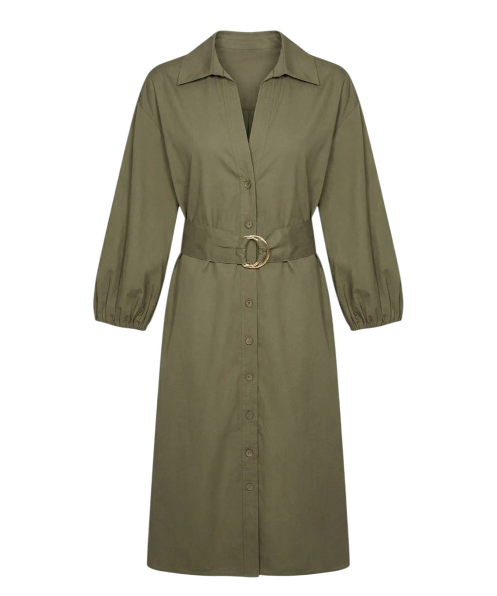 Robe midi en coton Twinset avec boutons et ceinture