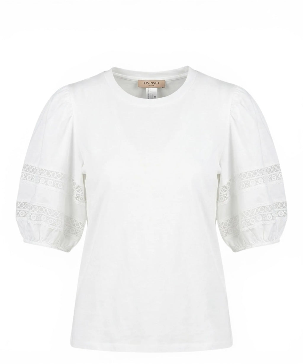 T-shirt Twinset en dentelle avec manches ballon