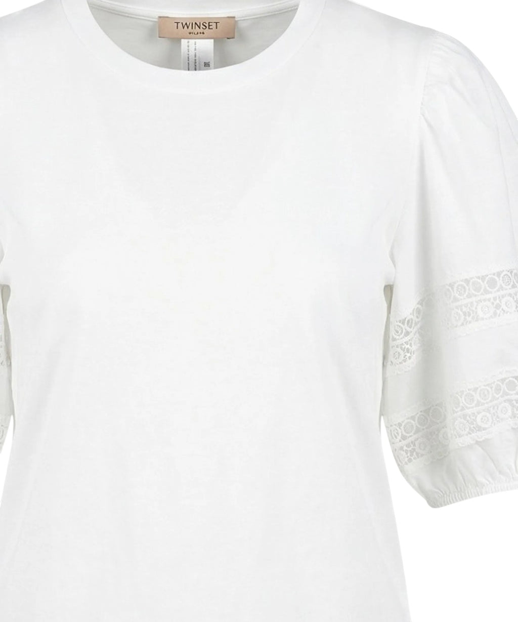 T-shirt Twinset en dentelle avec manches ballon