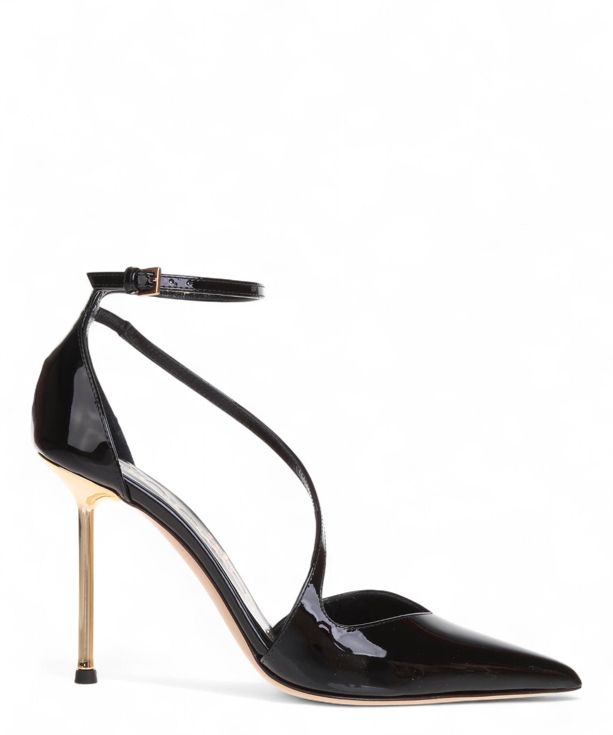 Ninalilou Helen Décolleté in Vernice con Cinturino e Tacco Dorato-NINALILOU-Décolleté-Vittorio Citro Boutique