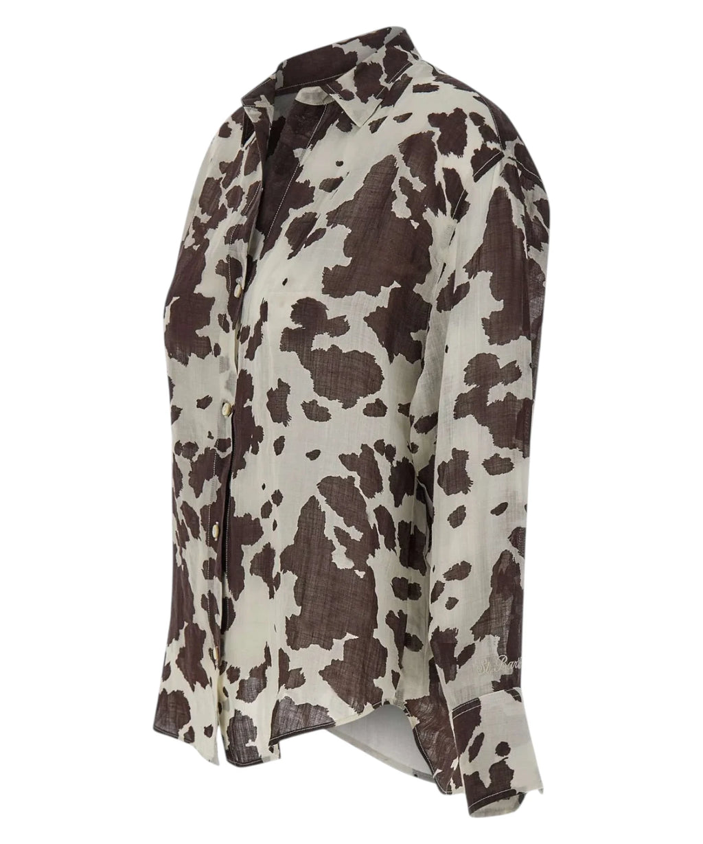 Chemise Brigitte en soie avec imprimé vache