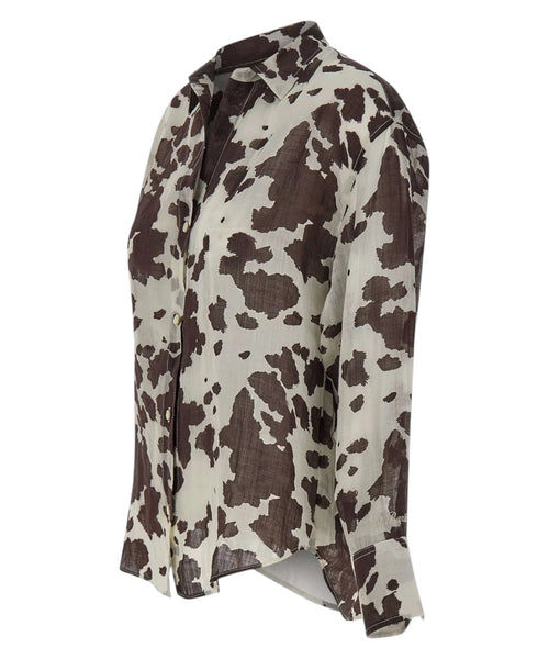 Chemise Brigitte en soie avec imprimé vache