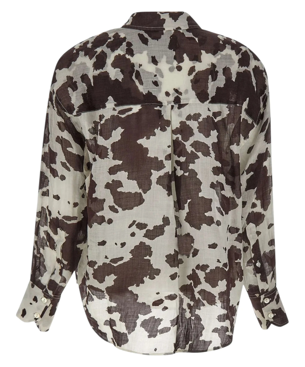 Chemise Brigitte en soie avec imprimé vache