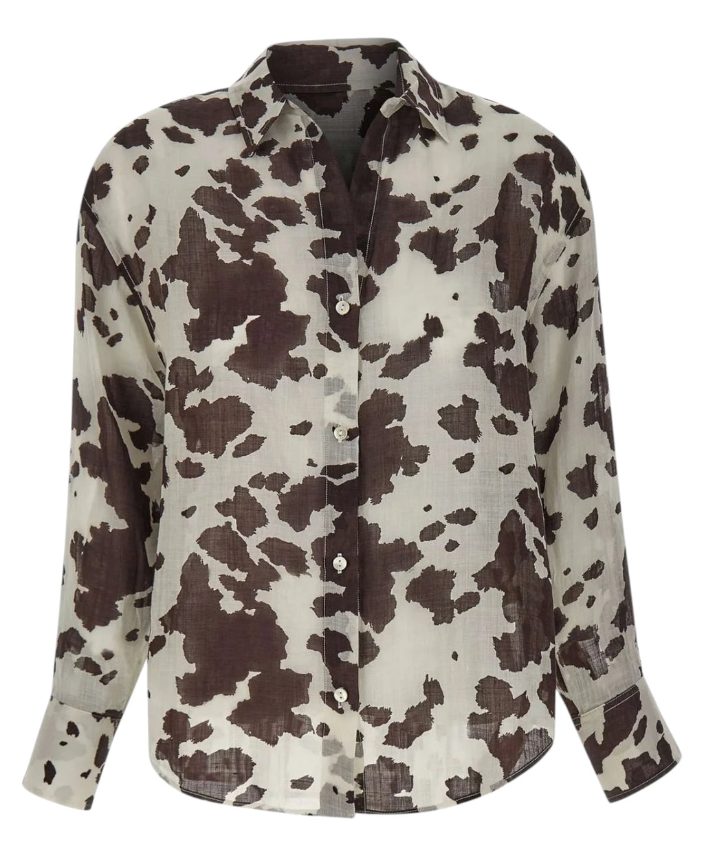 Chemise Brigitte en soie avec imprimé vache