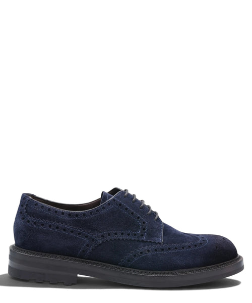 Stringata Brogue Uomo in Camoscio Baltic Blue