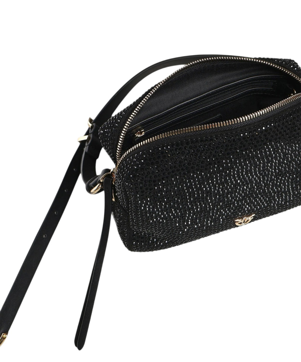 Borsa Bauletto Mini Pinko in Suede con Strass