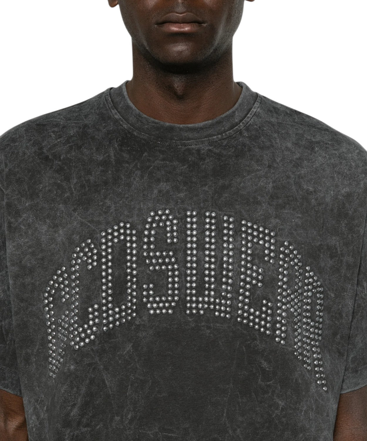 T-Shirt GCDS Uomo Sbiadita con Logo Borchiato