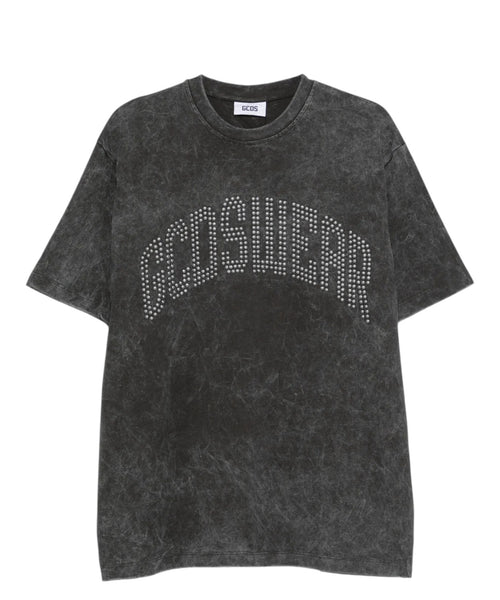 T-Shirt GCDS Uomo Sbiadita con Logo Borchiato