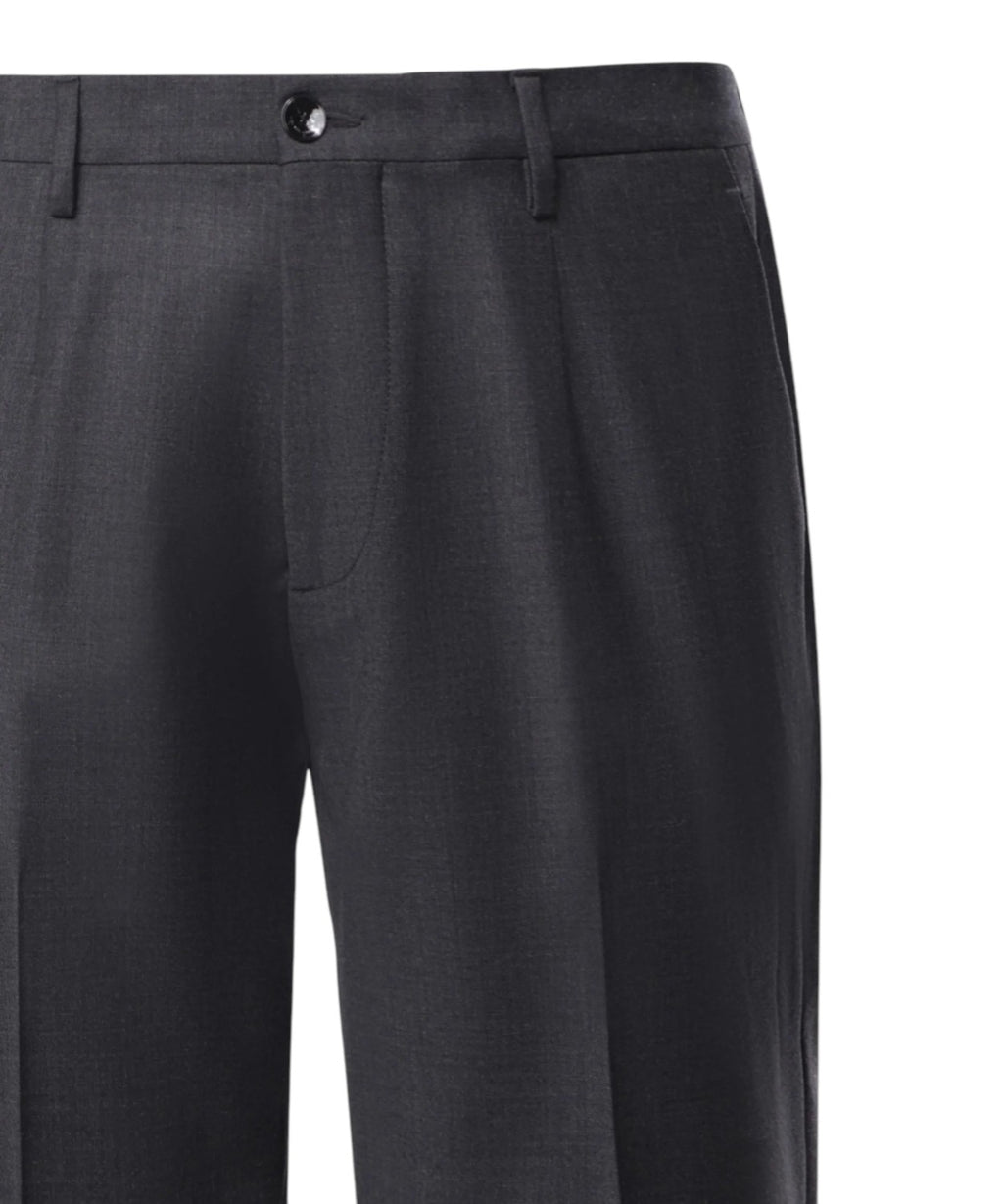 Pantalons Homme Michael Coal Plissé en laine avec revers