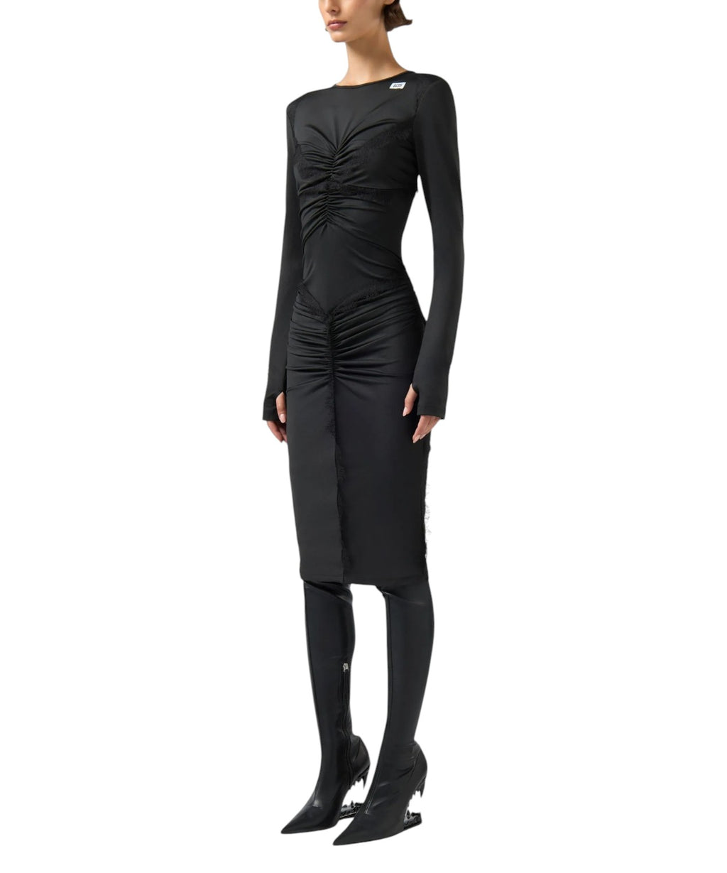 Robe longue GCDS avec volants et empiècements en dentelle