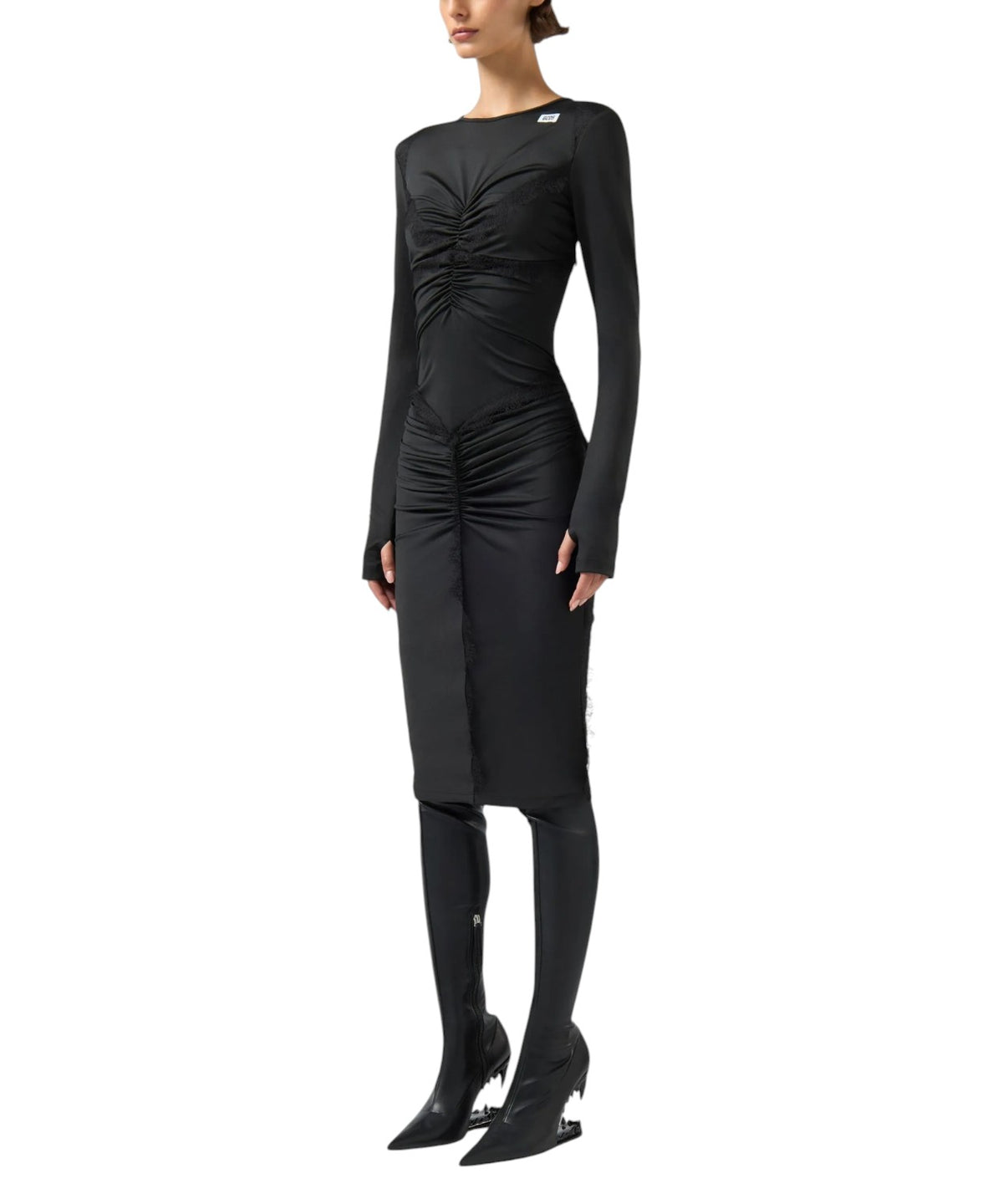 Robe longue GCDS avec volants et empiècements en dentelle