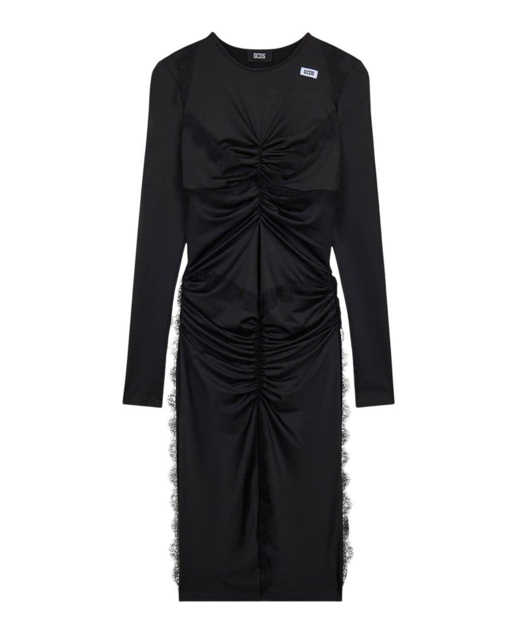 Robe longue GCDS avec volants et empiècements en dentelle