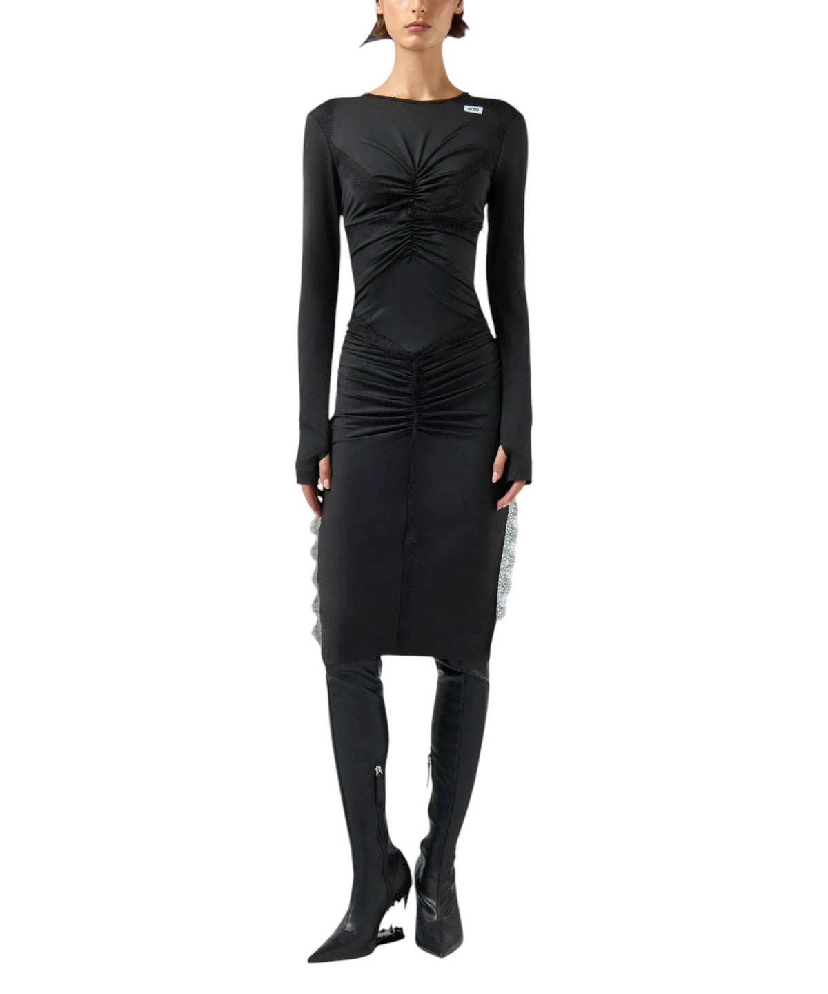 Robe longue GCDS avec volants et empiècements en dentelle