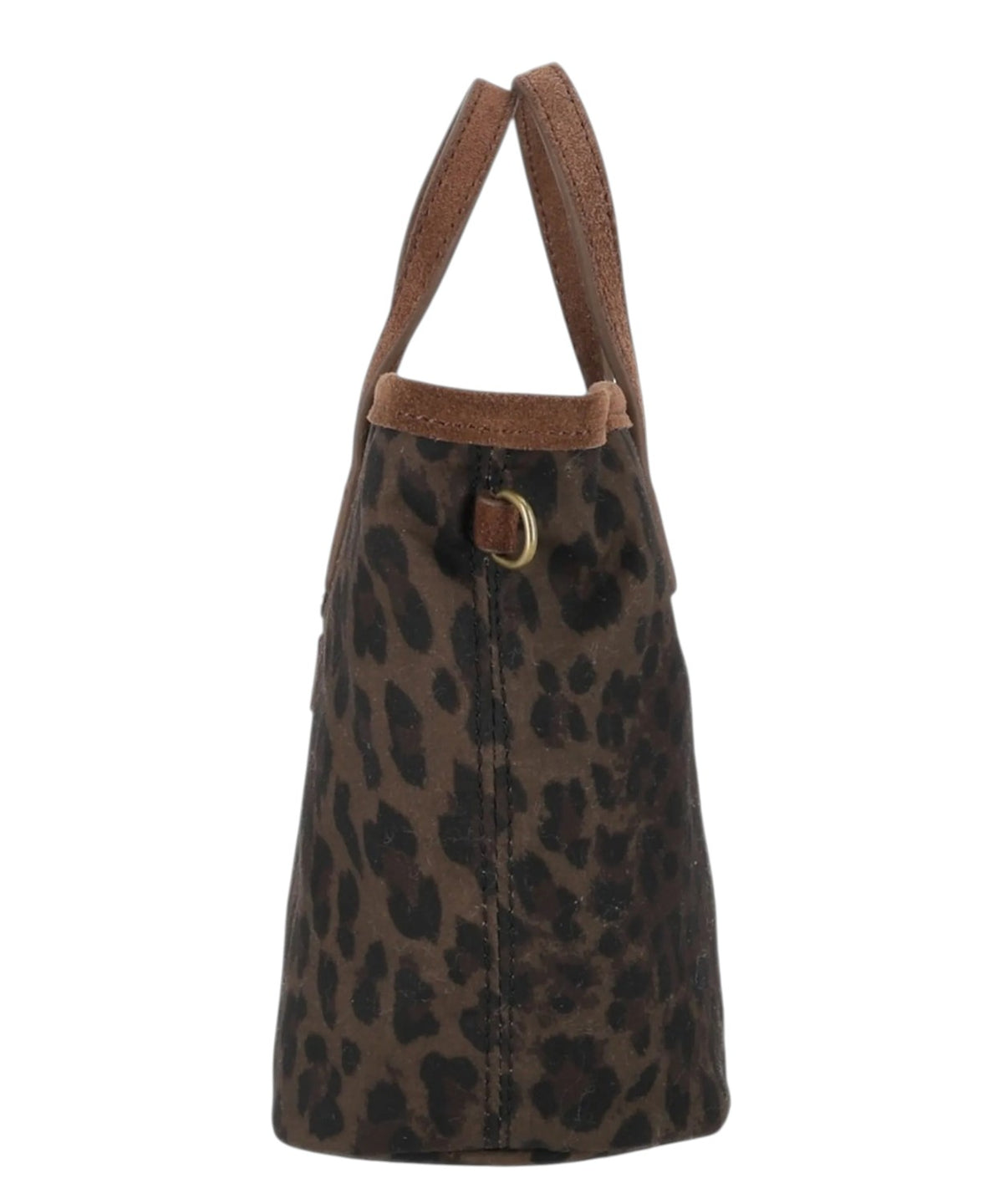 Borsa City Mini Cotone Cerato con Stampa Leopardo