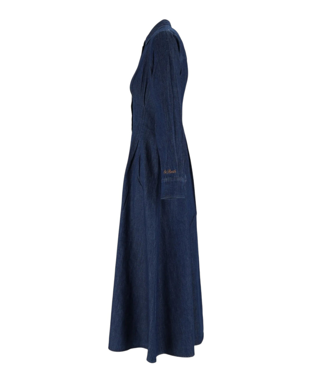 Abito Midi Alys in Denim con Ricamo Logo