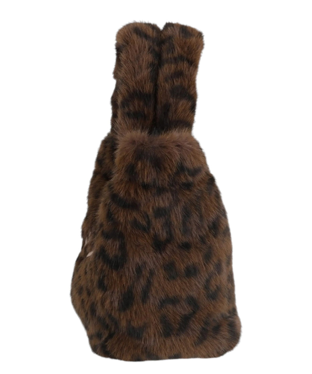 Mini sac Vanity en fourrure souple léopard
