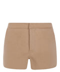 Shorts Donna Elva in Lana con Dettagli in Pelle
