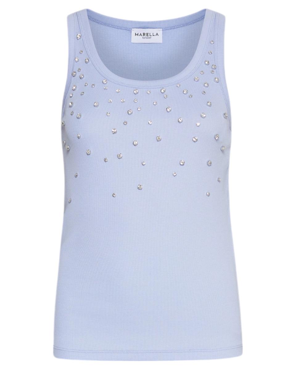 Canotta in Cotone Stretch con Cristalli Cabochon-Marella-Top-Vittorio Citro Boutique