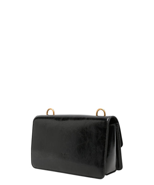 Mini Love Bag One Light Pinko en cuir brillant avec double bandoulière