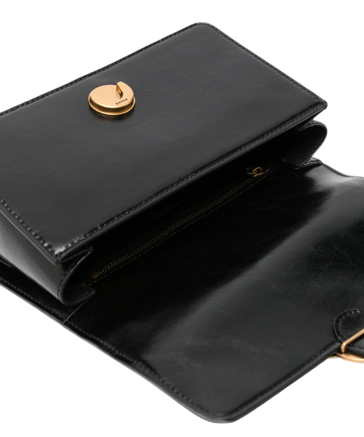 Mini Love Bag One Light Pinko en cuir brillant avec double bandoulière