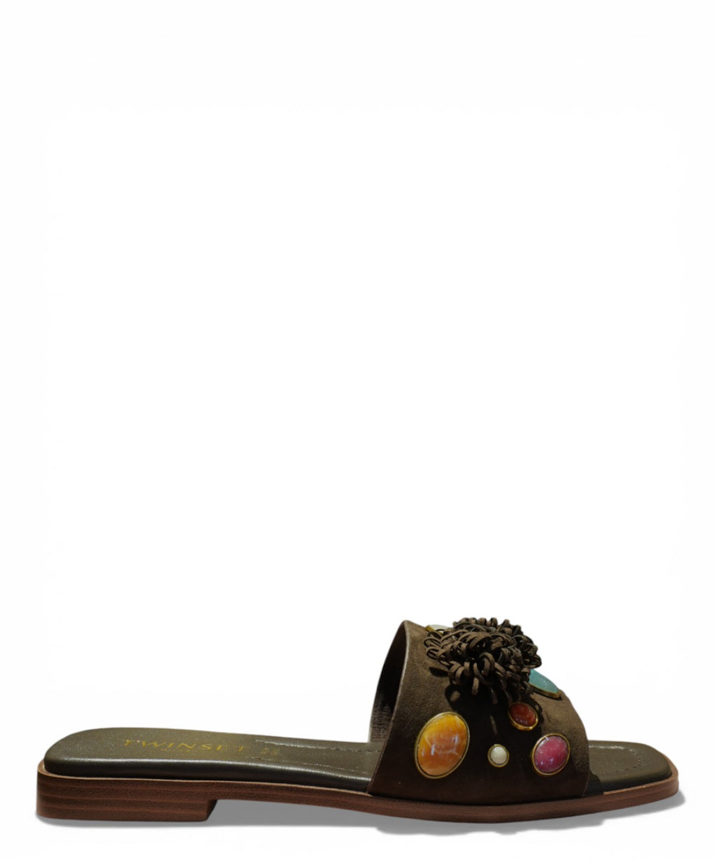 Mules Twinset avec pierres appliquées