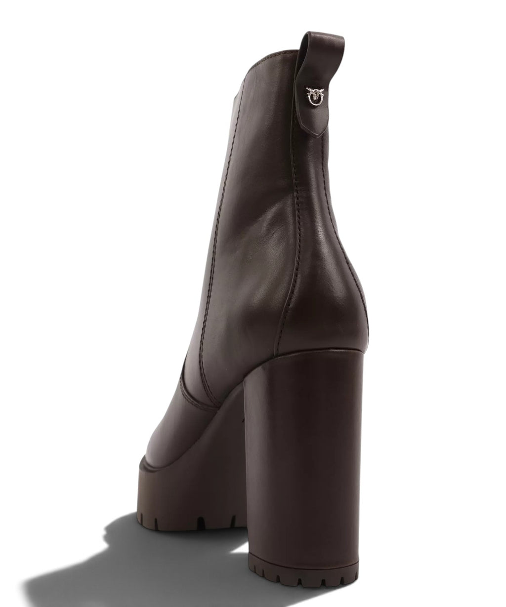 Bottines Pinko en cuir avec talon large et semelle crantée