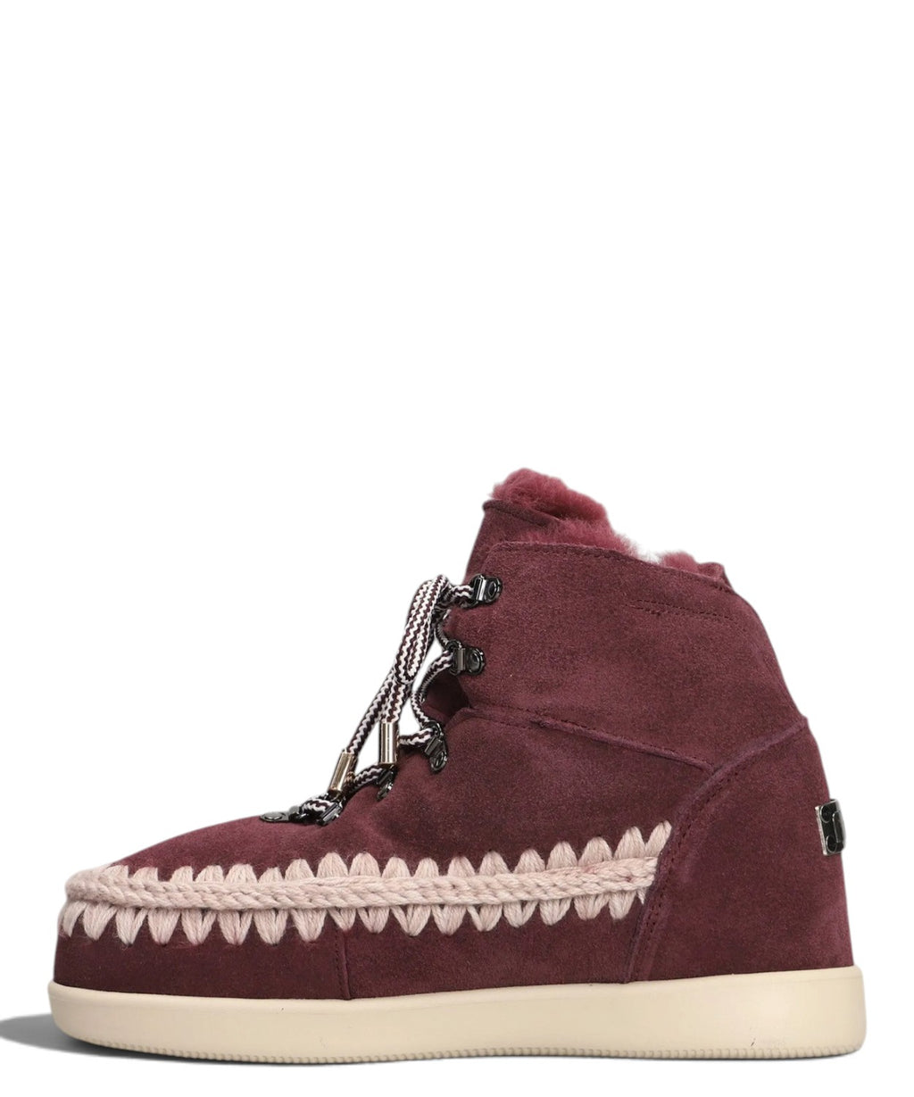 Mou New Inner Wedge Hiking Lace-Up en peau lainée