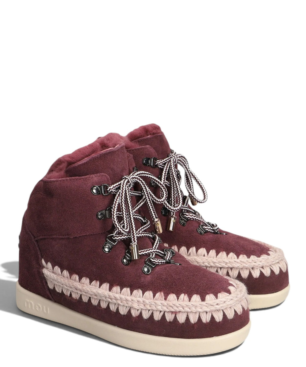 Mou New Inner Wedge Hiking Lace-Up en peau lainée