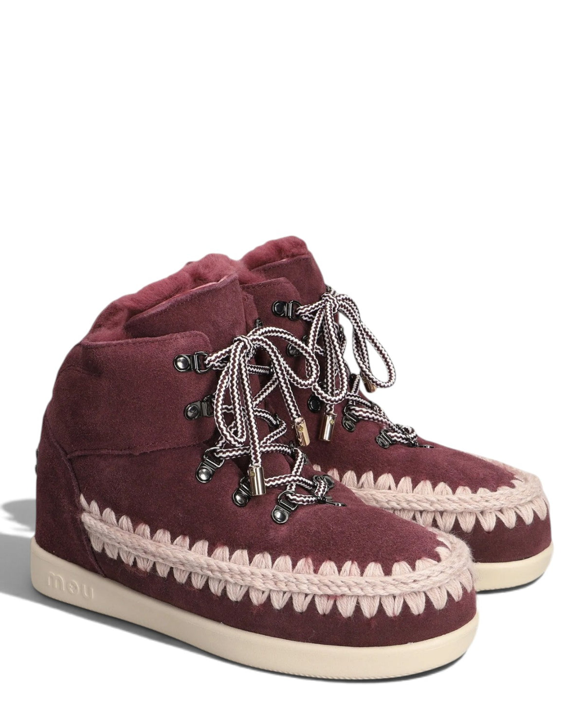 Mou New Inner Wedge Hiking Lace-Up en peau lainée