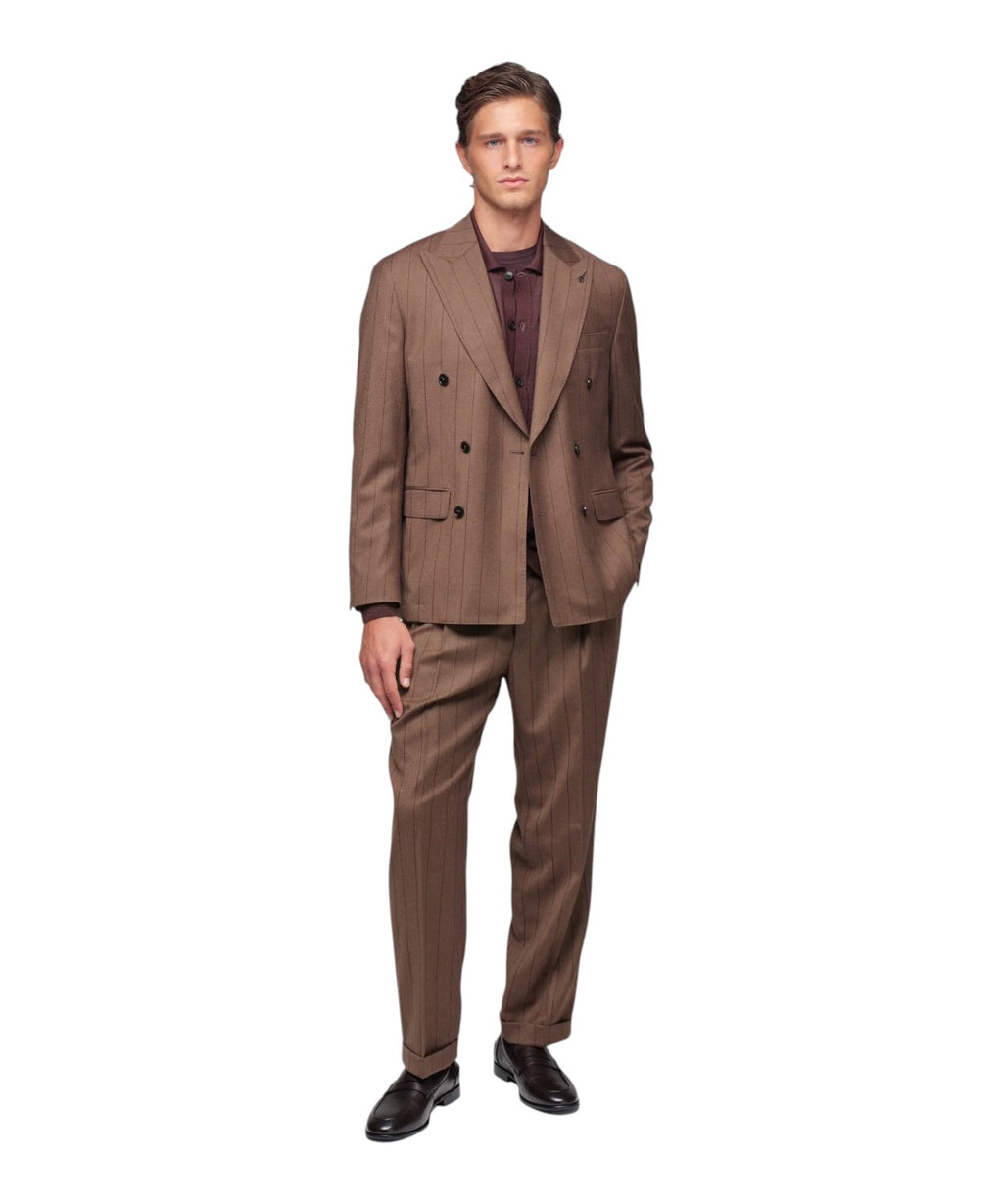 Costume Homme croisé à rayures tennis en pure laine stretch