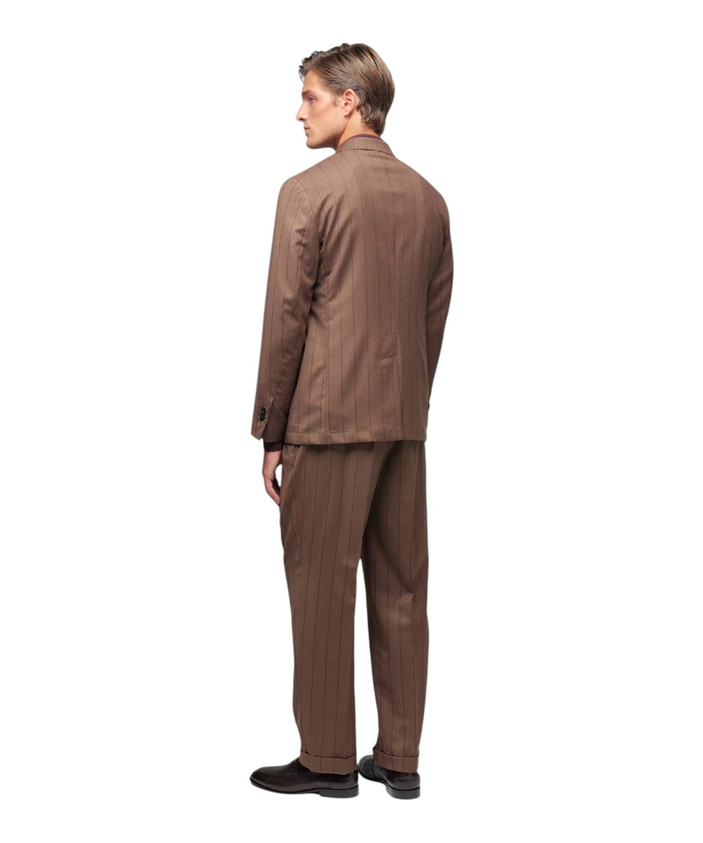 Costume Homme croisé à rayures tennis en pure laine stretch