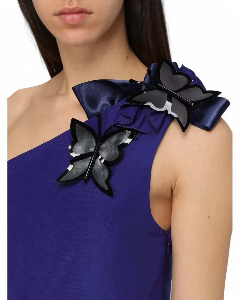 Abito Monospalla con Maxi Fiocco e Spille Butterfly-Abiti-Emporio Armani-Vittorio Citro Boutique