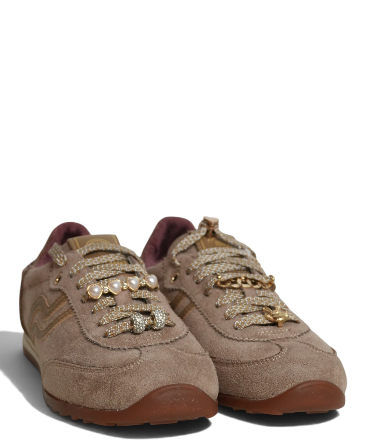Sneakers Primabase in Suede con Lacci Lurex e Charms
