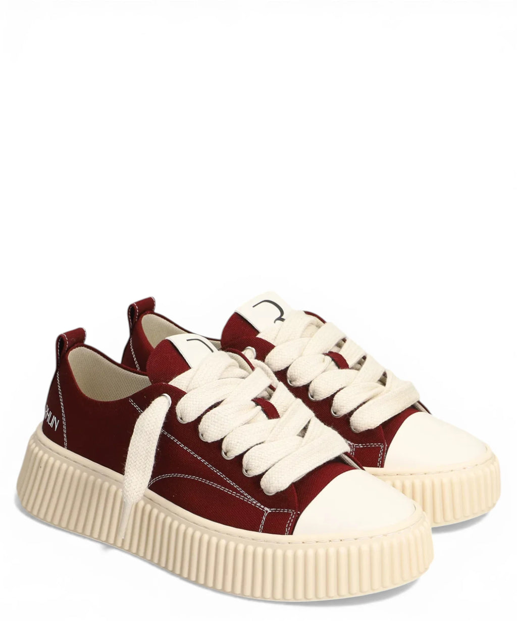 Baskets Rhun 2020 Toile Bourgogne avec Semelle Volumineuse
